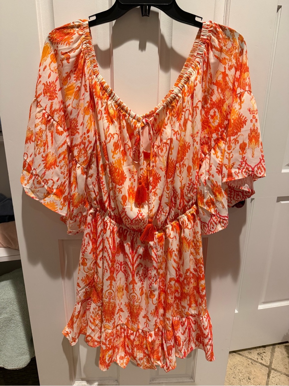 Flying Tomato Orange & Cream Floral-Print Summer Romper